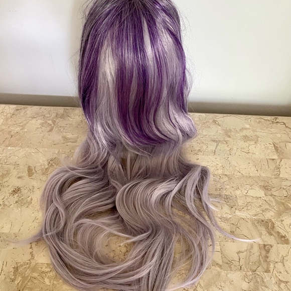 Ombre Purple to Lavender Silver Long Synthetic Hair Trendy Cosplay Wig - Picture 3 of 6